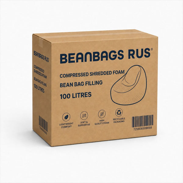 cardboard box containing 100 litres shredded foam