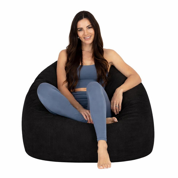 Black Boston Tub Corduroy - indoor bean bag chair, modern quality from Bean Bags R Us