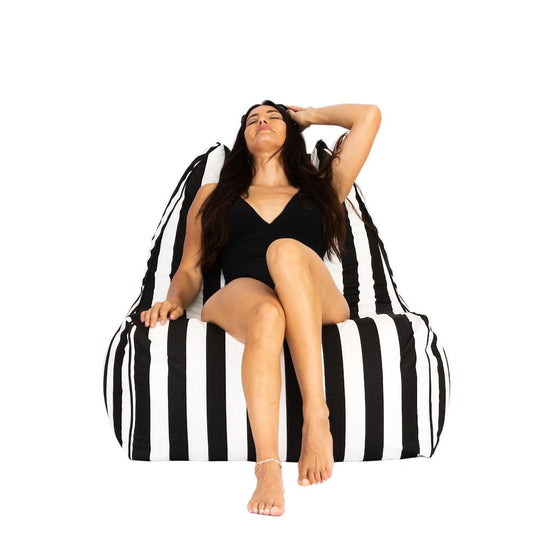 Copacabana Outdoor Bean Bag Chair charcoal stripes