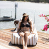 Copacabana Outdoor Bean Bag Chair taupe stripes deck