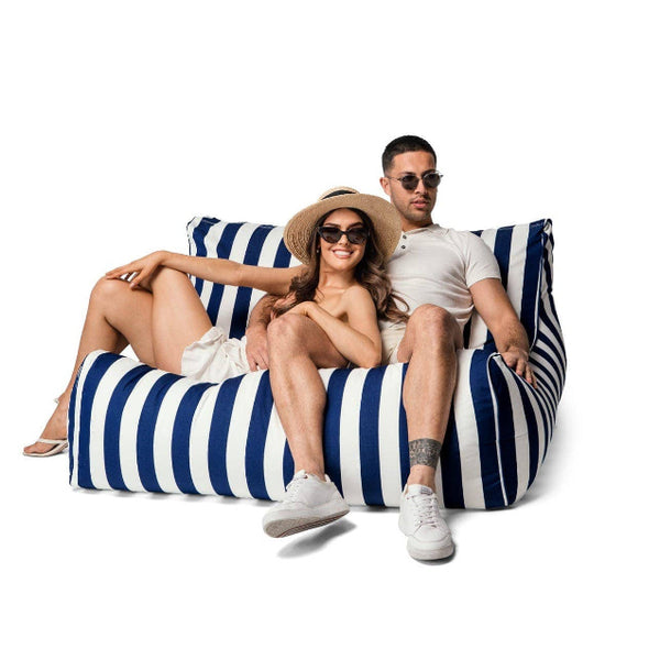 Costa Luxe in Charcoal Stripes - fade resistant outdoor bean bag lounger by Bean Bags R Us