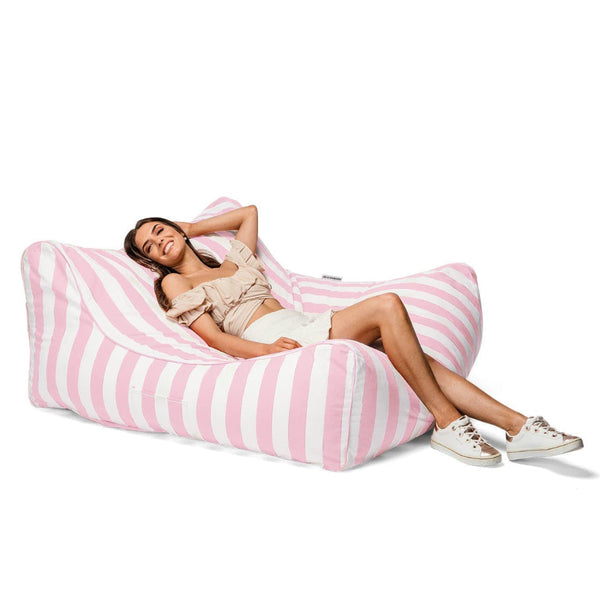 Costa Luxe bean bag lounge chair in Taupe Stripes - durable outdoor use by Bean Bags R Us
