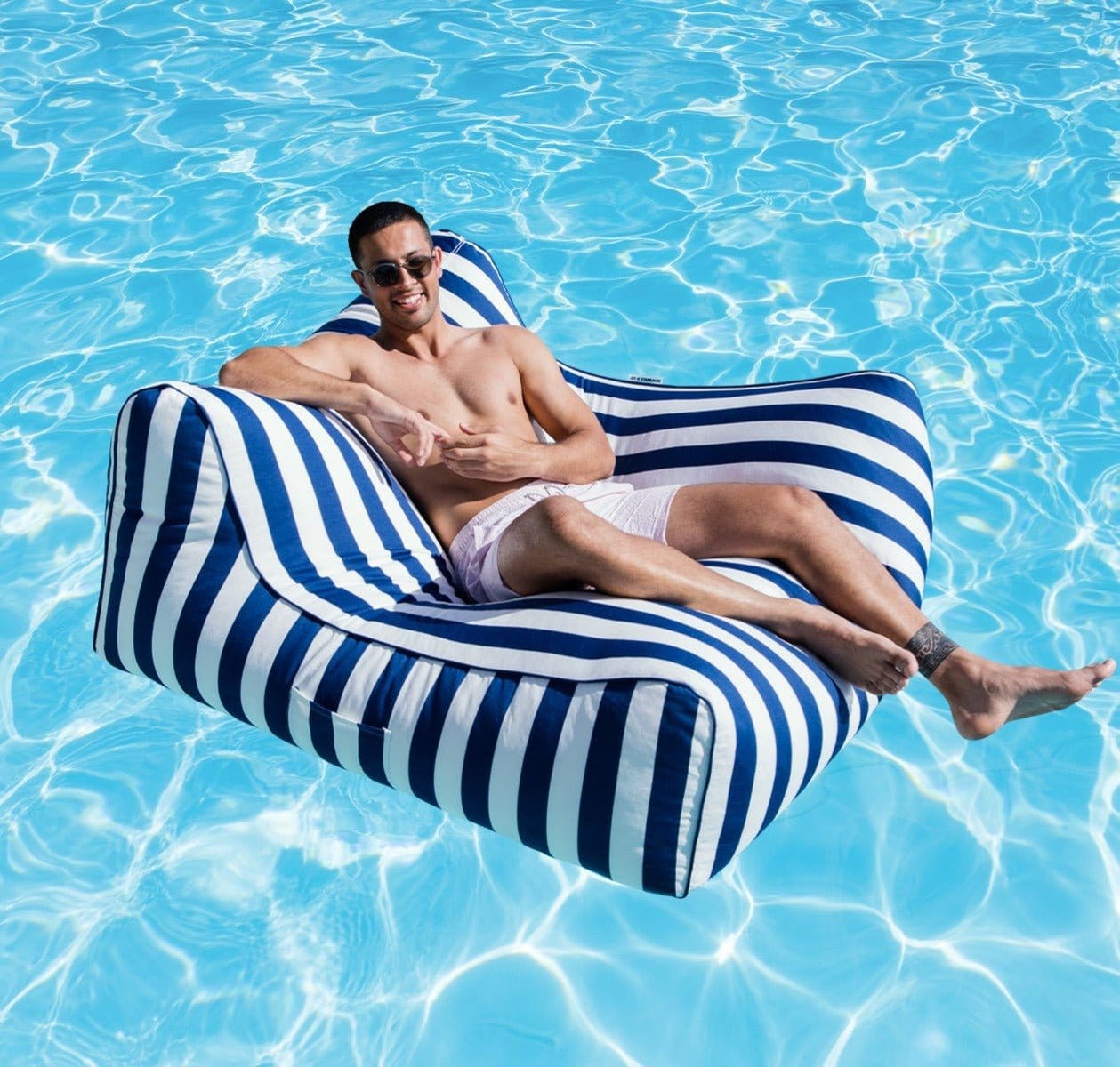 Costa Pool Lounger Navy Stripes