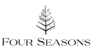 Four Seasons hotels logo with a black tree design on a white background