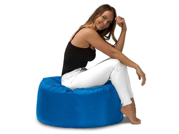 Blue Round Outdoor Ottomans - complementary bean bag ottoman from Bean Bags R Us
