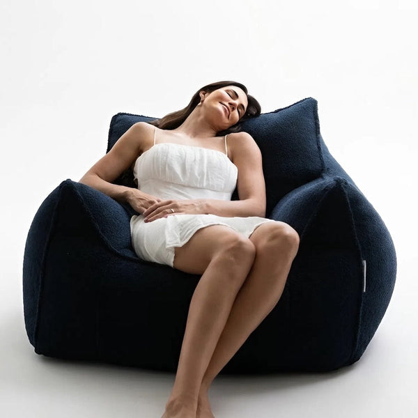 Navy Teddy Fleece - indoor bean bag chair, modern quality from Bean Bags R Us