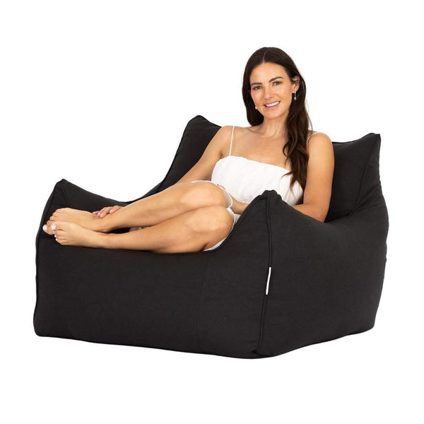 Charcoal Teddy Faux Linen - luxury indoor bean bag chair from Bean Bags R Us