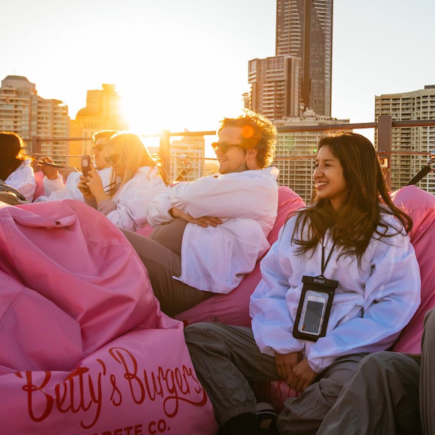 Betty's Burgers: branded bean bags on top of the Story Bridge