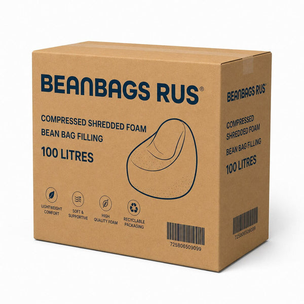 cardboard box containing 100 litres shredded foam bean bag filling — image 2