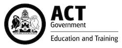 Logo of ACT Government Education and Training with a black and white design - Bean Bags R Us