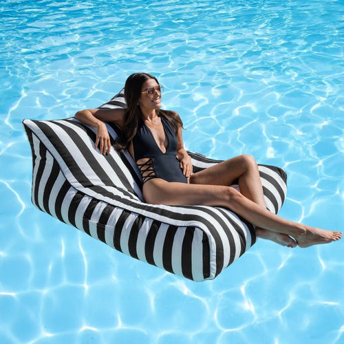 Amalfi Pool Lounger poolside bean bag in Orange Stripes - floating everyday use by Bean Bags R Us