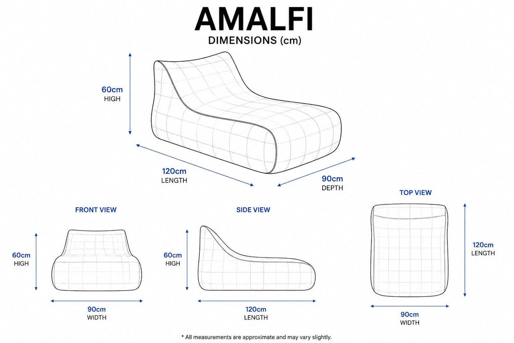 Amalfi Pool Lounger dimensions wireframe diagram