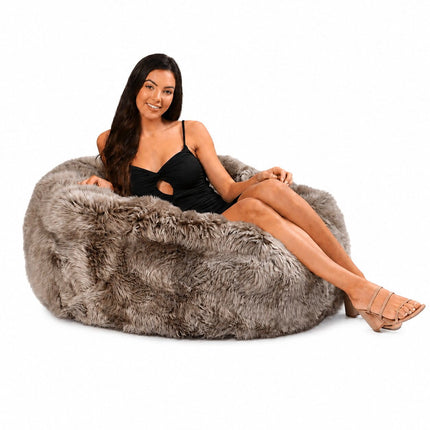 genuine australian lambswool bean bag with lady posing vohl colour