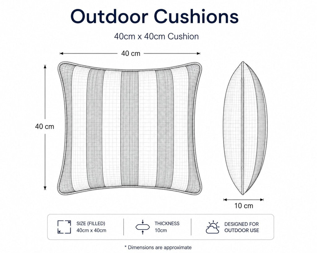 Outdoor Cushions dimensions wireframe diagram