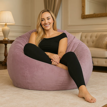 Bella Velvet Bean Bag 104CM Pale pink