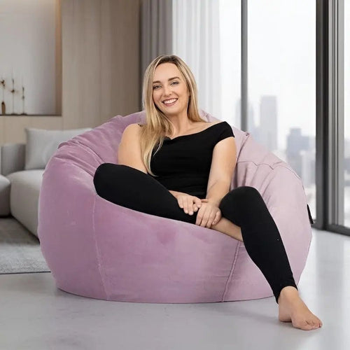 Bella Velvet bean bag seat in Blush - contemporary indoor use by Bean Bags R Us