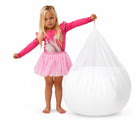 young girl holding an inner liner full of beanbag filling — thumbnail 8