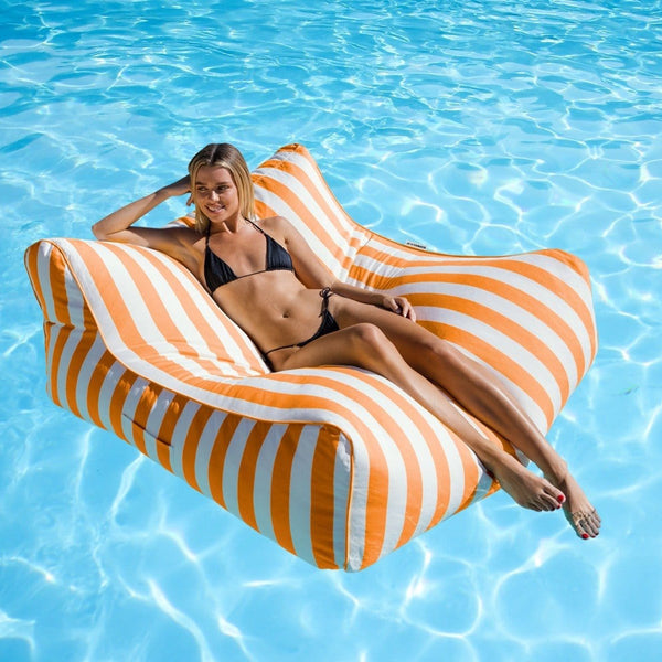 orange Stripes Costa Pool Lounger - in-pool pool bean bag lounger from Bean Bags R Us — image 8