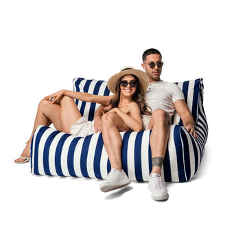 Costa Premium double bean bag navy stripes two people