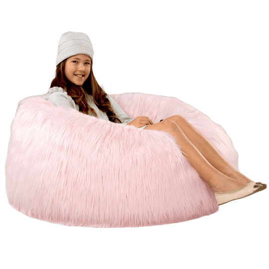 Kids Marshmallow Pink Fur Bean Bag Bean Bags R Us