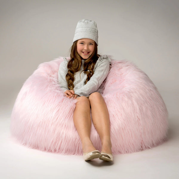 Kids Marshmallow Pink Fur Bean Bag Chair Bean Bags R Us