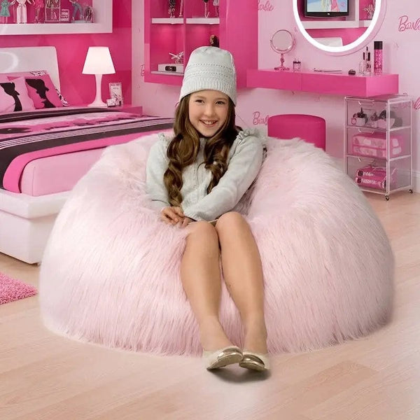 Kids Marshmallow Pink Fur Bean Bag Chair Bean Bags R Us