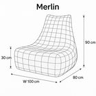 wireframe illustration with dimensions of a merlin bean bag chair — thumbnail 12