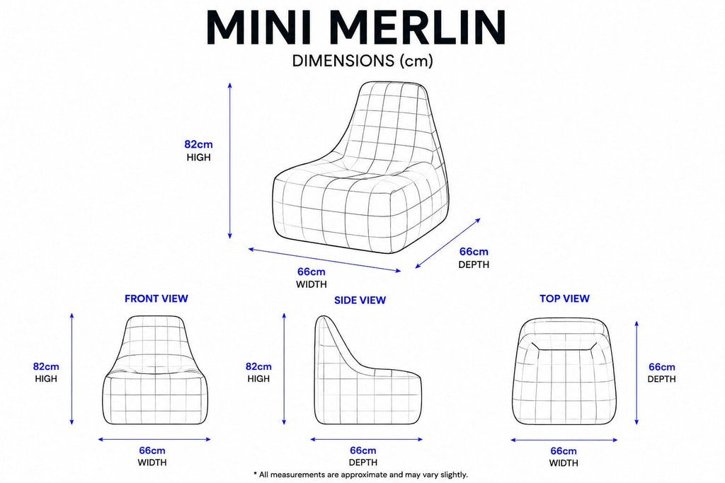 Mini Merlin dimensions wireframe diagram
