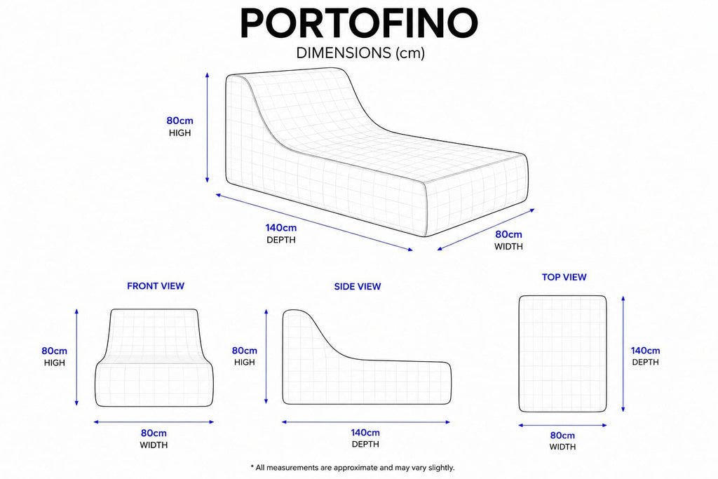 Portofino dimensions wireframe diagram