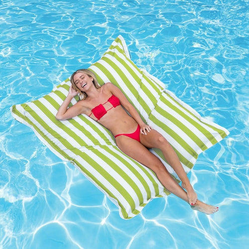 Portsea Pool Float in lime green stripes - poolside pool bean bag float by Bean Bags R Us