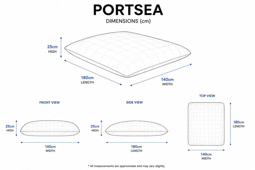 Portsea Pool Float dimensions wireframe diagram