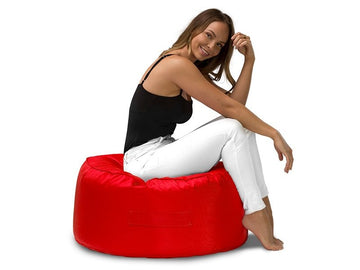 Round Outdoor Ottomans red