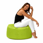 lady posing on a green outdoor bean bag ottoman by bean bags r us — thumbnail 7