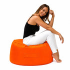 lady posing on an orange outdoor bean bag ottoman by bean bags r us — thumbnail 8