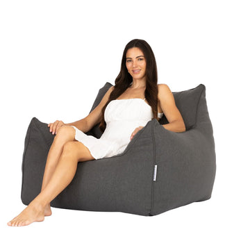 Teddy Linen Bean Bag Charcoal