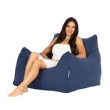 Teddy Faux Linen in Black - premium indoor bean bag chair by Bean Bags R Us