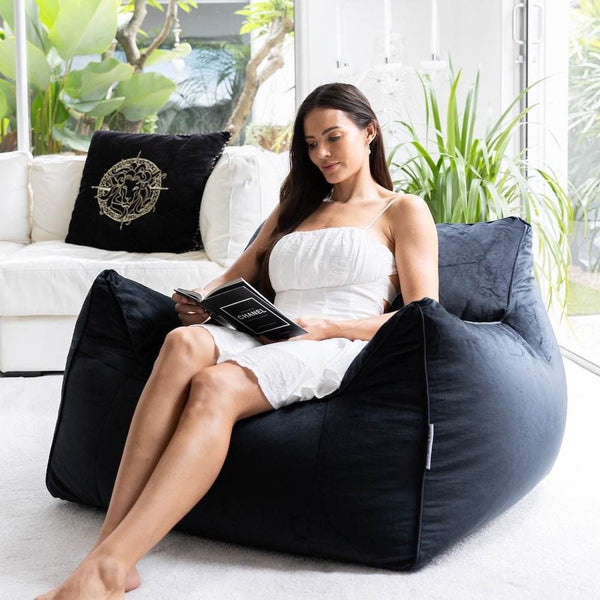 Grey Teddy Velvet - luxury indoor bean bag chair from Bean Bags R Us — image 2