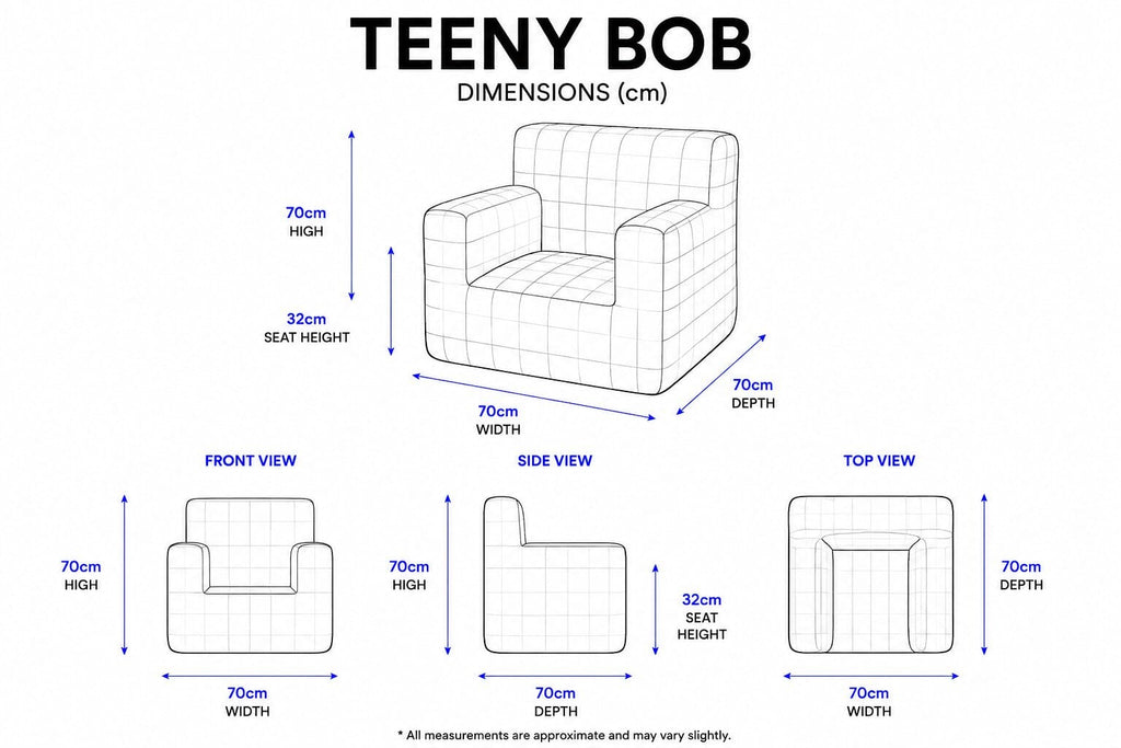 Teeny Bob dimensions wireframe diagram