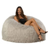 120cm grey fur beanbag chair with lady posing 