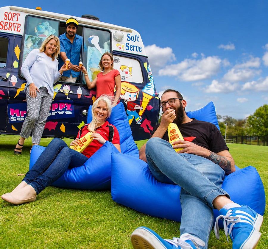 Merlin bean bags at an event